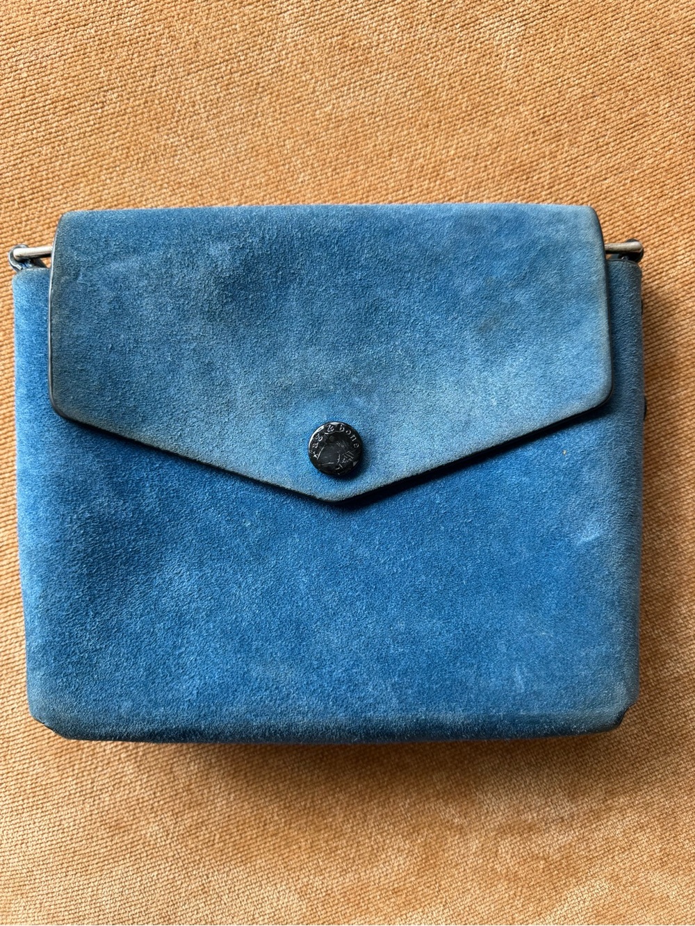 Blue Suede Crossbody Envelope Bag